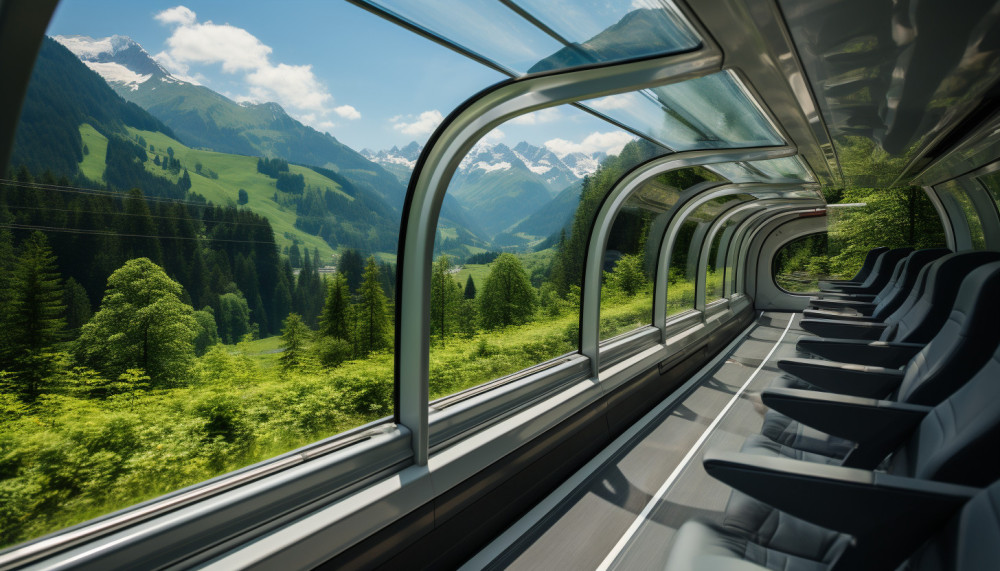 Trasporto - Viaggio in treno attraverso le Alpi svizzere